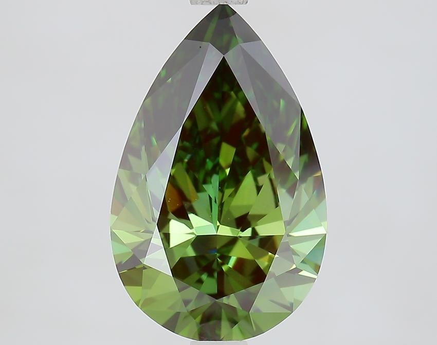 3.10 Ct. Fancy Vivid Green Pear Lab Grown Diamond