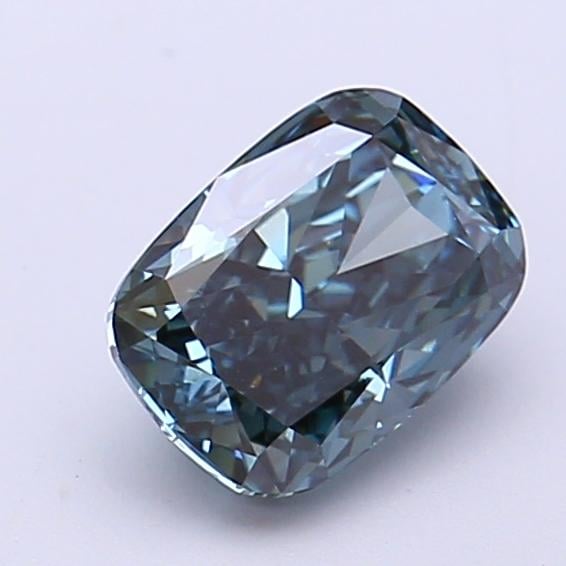 1.26 Ct. Fancy Vivid Green Blue Cushion Lab Grown Diamond