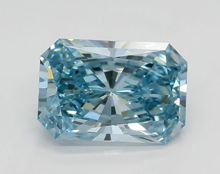 1.24 Ct. Fancy Intense Greenish Blue Radiant Lab Grown Diamond