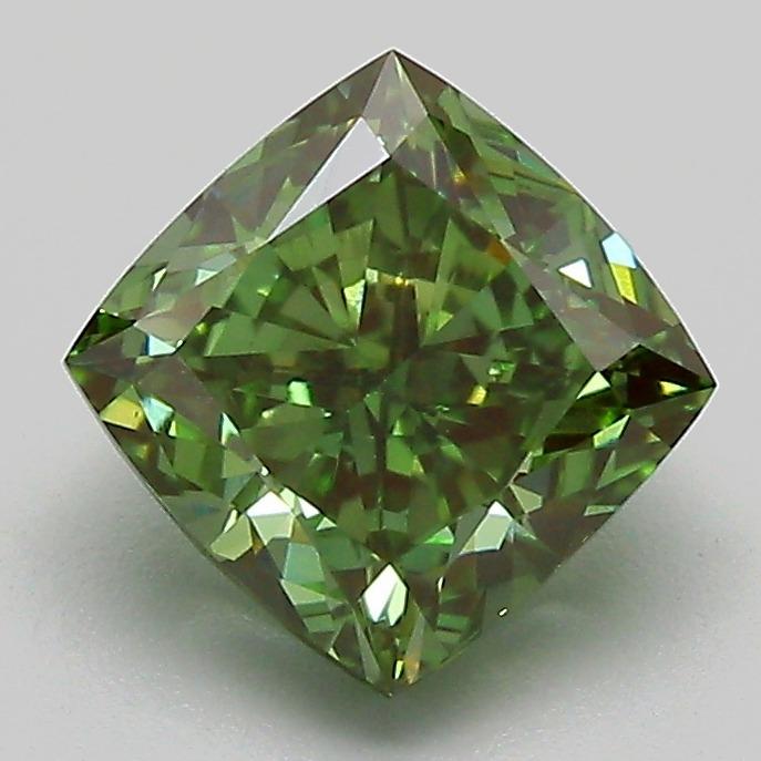 1.98 Ct. Fancy Vivid  Green Cushion Lab Grown Diamond