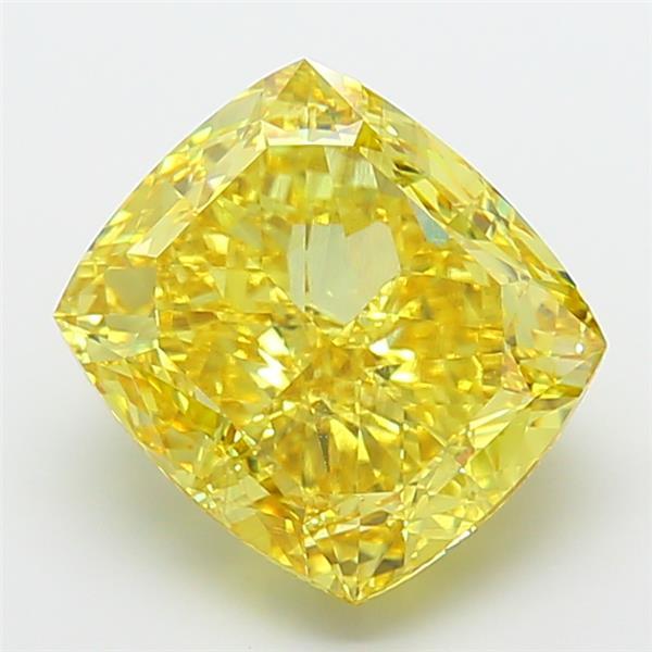 10.09 Ct. Fancy Vivid Yellow Cushion Lab Grown Diamond