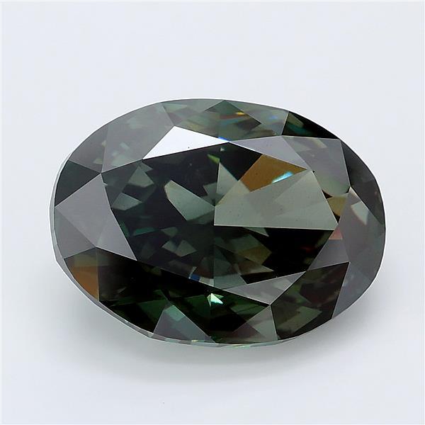 6.42 Ct. Fancy Deep Green Oval Lab Grown Diamond