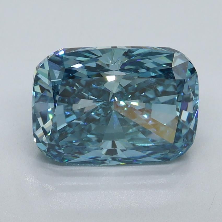 2.62 Ct. Fancy Vivid Malibu Blue Cushion Lab Grown Diamond