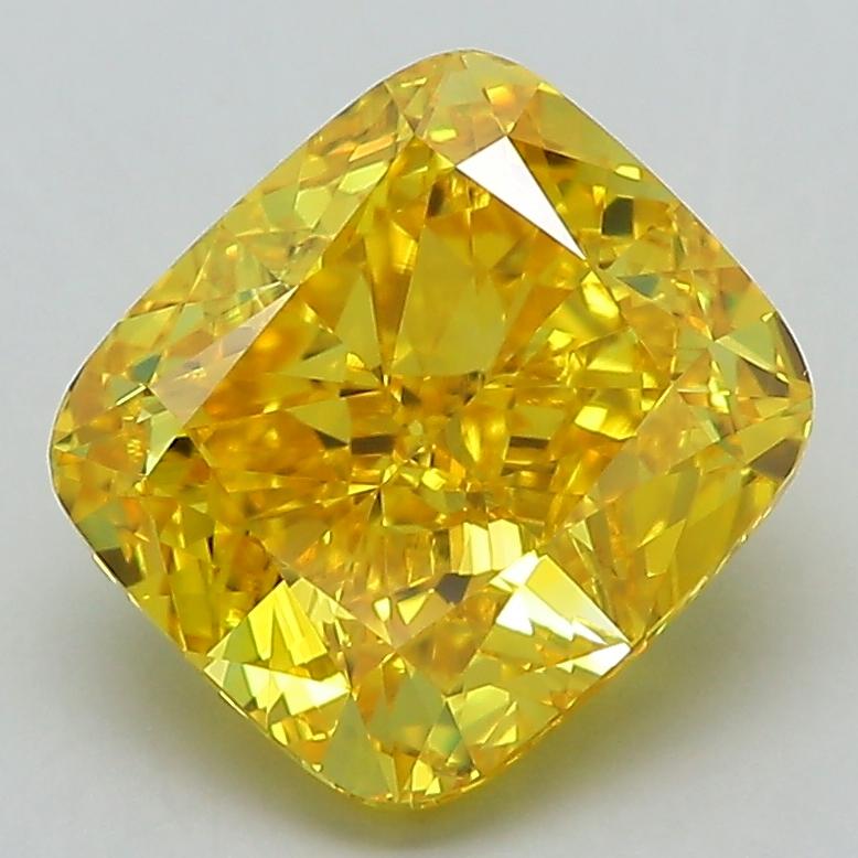 3.24 Ct. Fancy Vivid Yellow Cushion Lab Grown Diamond