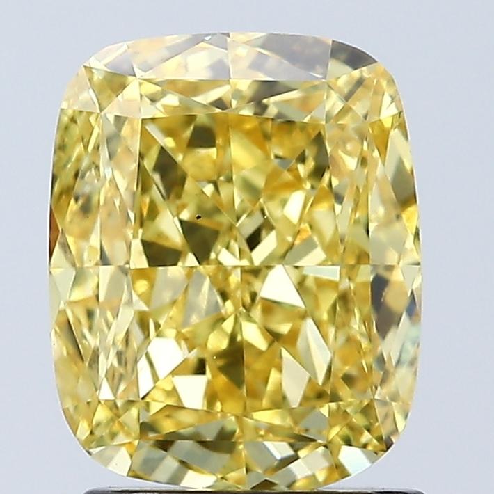 2.01 Ct. Fancy Vivid Yellow Cushion Lab Grown Diamond