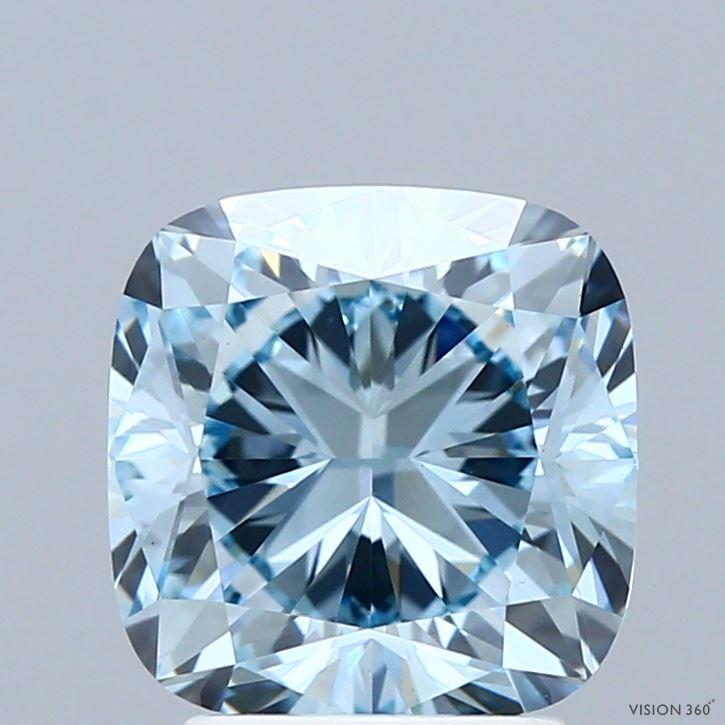 3.03 Ct. Fancy Intense  Blue Cushion Lab Grown Diamond