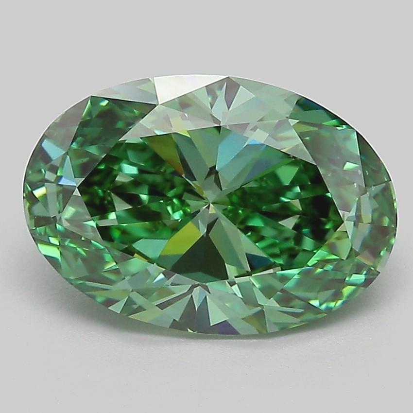 3.05 Ct. Fancy Vivid Green Oval Lab Grown Diamond