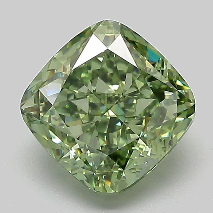 2.09 Ct. Fancy Vivid Green Cushion Lab Grown Diamond