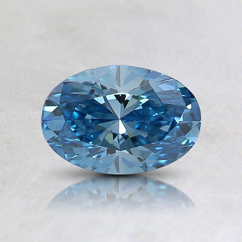 0.58 Ct. Fancy Intense Greenish Blue Oval Lab Grown Diamond