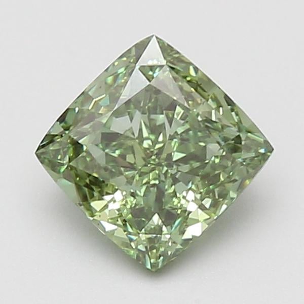 1.51 Ct. Fancy Vivid Green Cushion Lab Grown Diamond