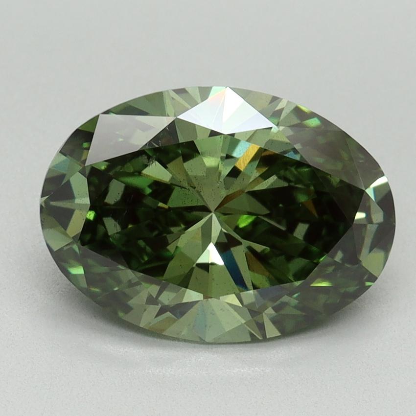 3.03 Ct. Fancy Vivid Green Oval Lab Grown Diamond