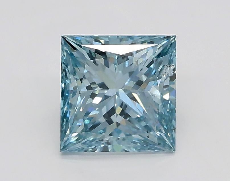 1.01 Ct. Fancy Intense Greenish Blue Princess Lab Grown Diamond