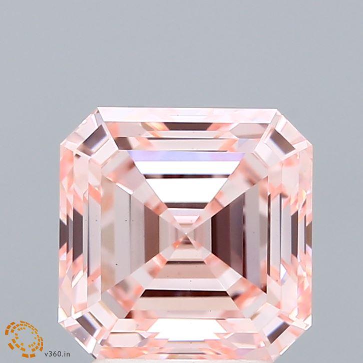 3.07 Ct. Fancy Intense Pink Asscher Lab Grown Diamond