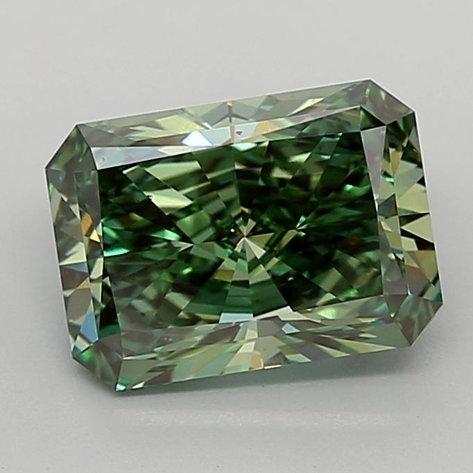 3.07 Ct. Fancy Vivid  Green Radiant Lab Grown Diamond