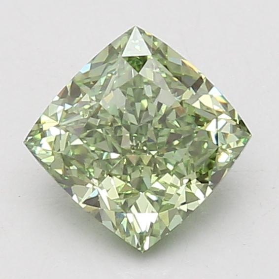 1.58 Ct. Fancy Vivid Green Cushion Lab Grown Diamond