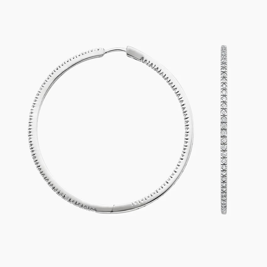 18K White Gold Echo Diamond Hoop Earrings (3/4 ct. tw.)