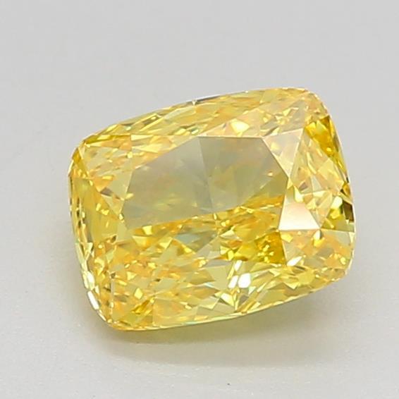 0.73 Ct. Fancy Vivid Yellow Cushion Lab Grown Diamond