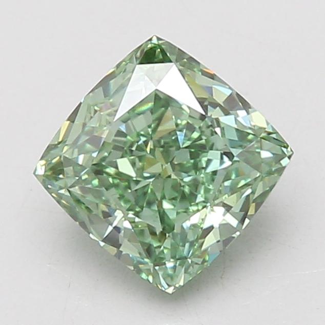 2.06 Ct. Fancy Vivid Green Cushion Lab Grown Diamond