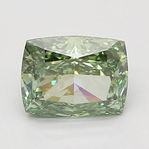 1.56 Ct. Fancy Vivid Green Cushion Lab Grown Diamond