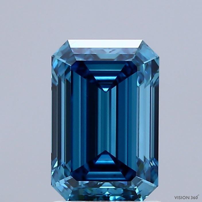 2.01 Ct. Fancy Vivid  Blue Emerald Lab Grown Diamond