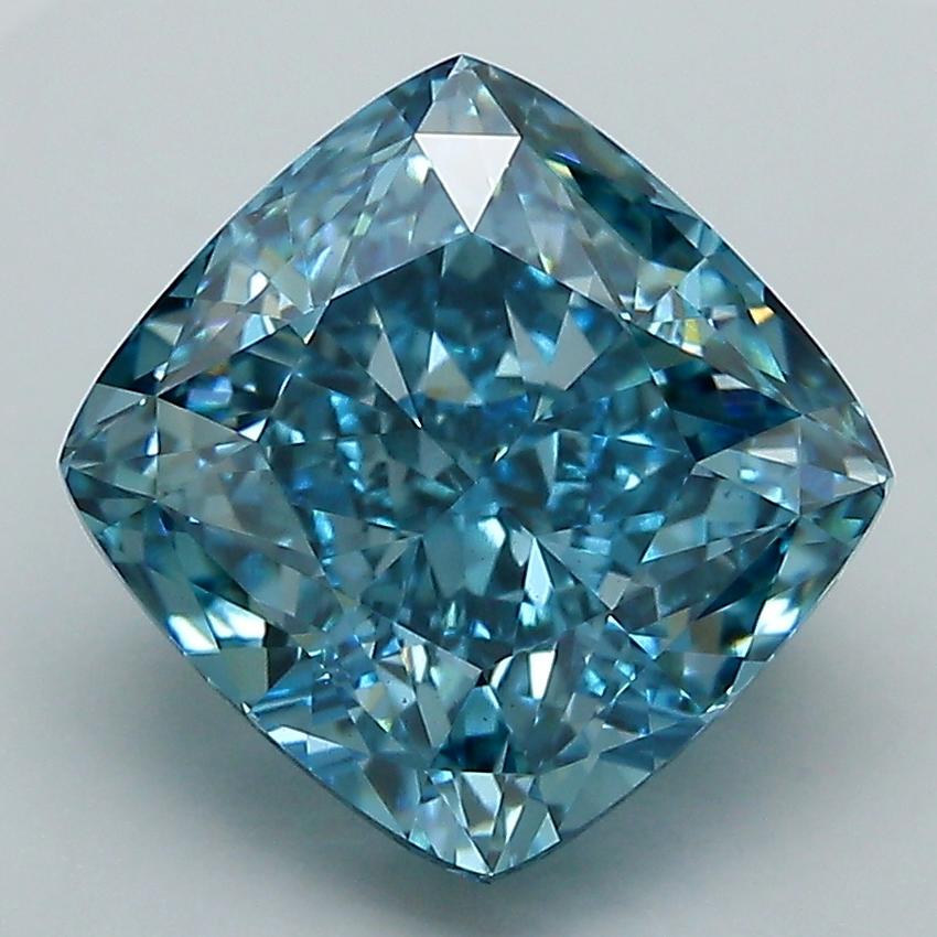 4.23 Ct. Fancy Vivid Blue Cushion Lab Grown Diamond
