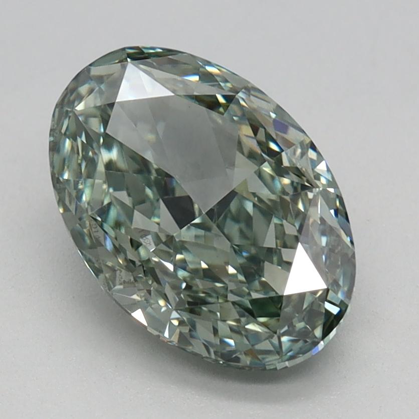 1.59 Ct. Fancy Vivid Green Oval Lab Grown Diamond