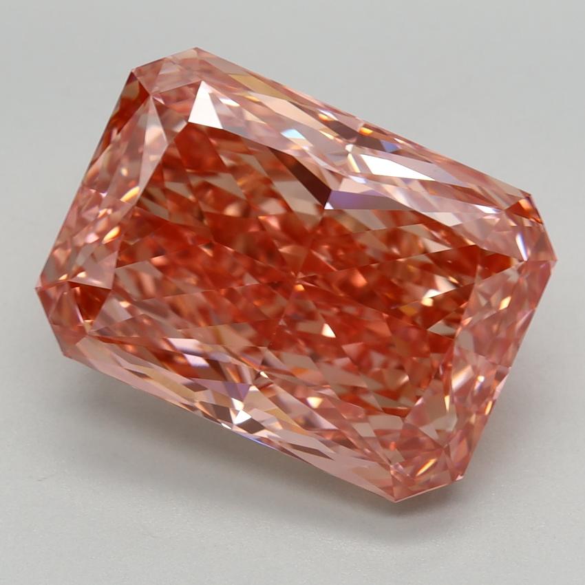 7.08 Ct. Fancy Vivid Brownish Pink Radiant Lab Grown Diamond