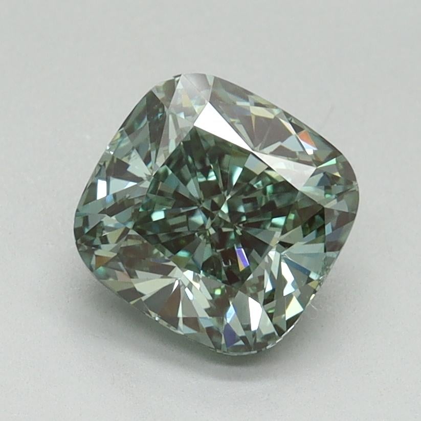 1.50 Ct. Fancy Vivid Green Cushion Lab Grown Diamond