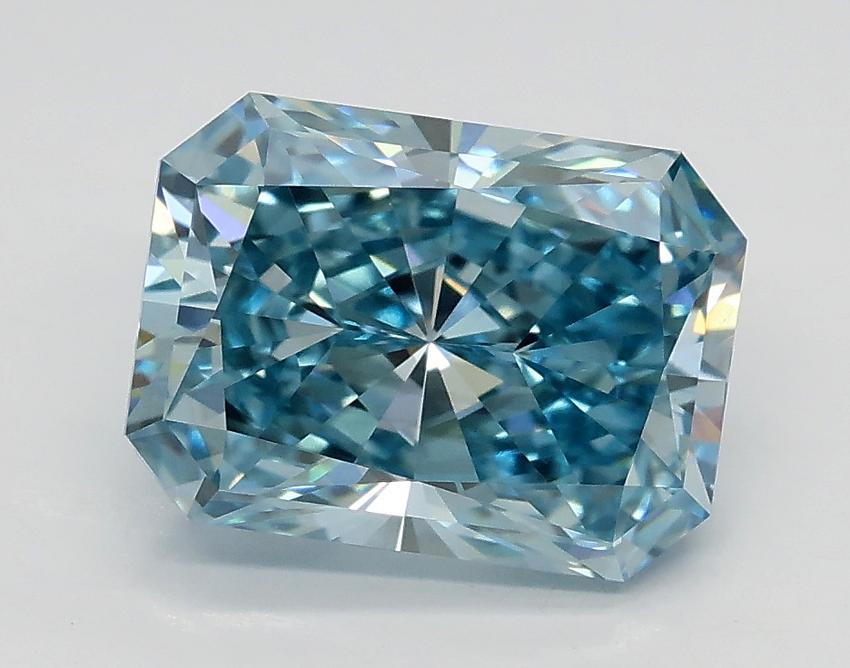 2.21 Ct. Fancy Vivid Greenish Blue Radiant Lab Grown Diamond