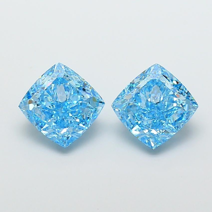 4.06 Ct. Fancy Vivid  Blue Cushion Lab Grown Diamond