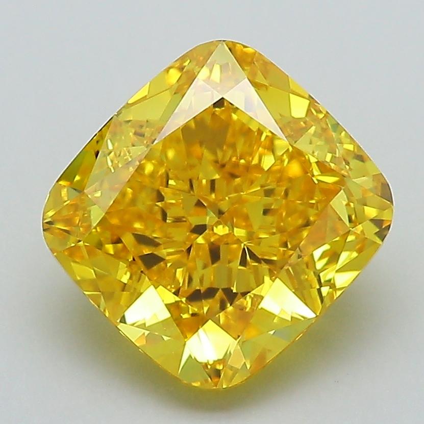 3.24 Ct. Fancy Vivid Yellow Cushion Lab Grown Diamond