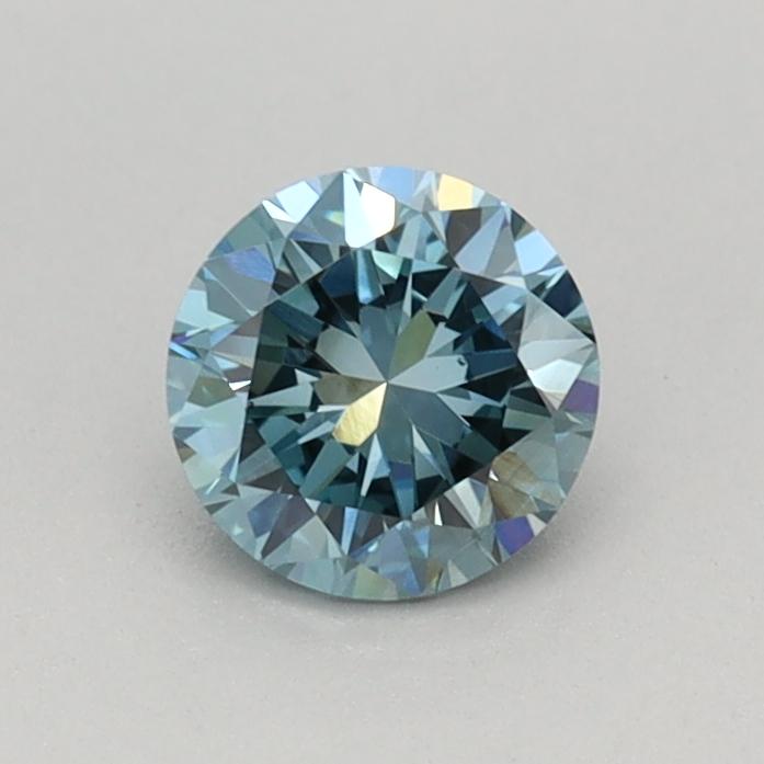 0.41 Ct. Fancy Vivid Greenish Blue Round Lab Grown Diamond