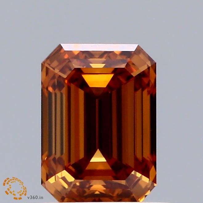 0.86 Ct. Fancy Vivid Brownish Orange Emerald Lab Grown Diamond