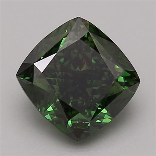 1.55 Ct. Fancy Deep Green Cushion Lab Grown Diamond