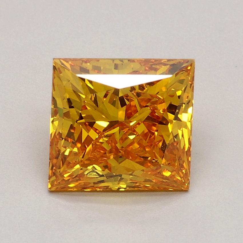 1.41 Ct. Fancy Vivid Yellowish Orange Princess Lab Grown Diamond