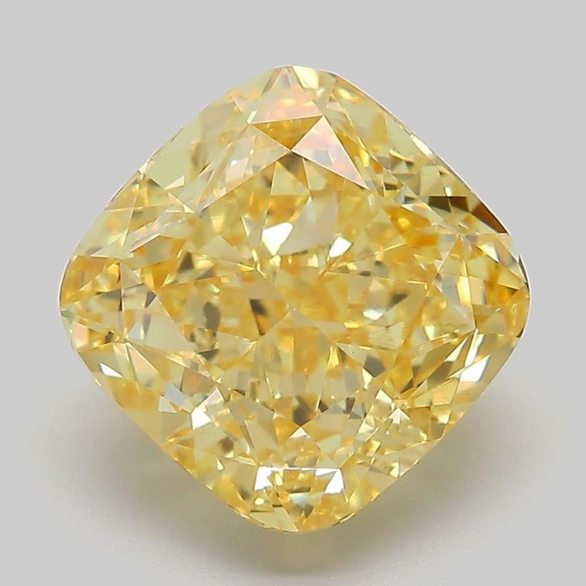 5.16 Ct. Fancy Vivid Yellow Cushion Lab Grown Diamond