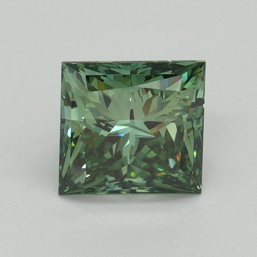 1.64 Ct. Fancy Vivid Green Princess Lab Grown Diamond