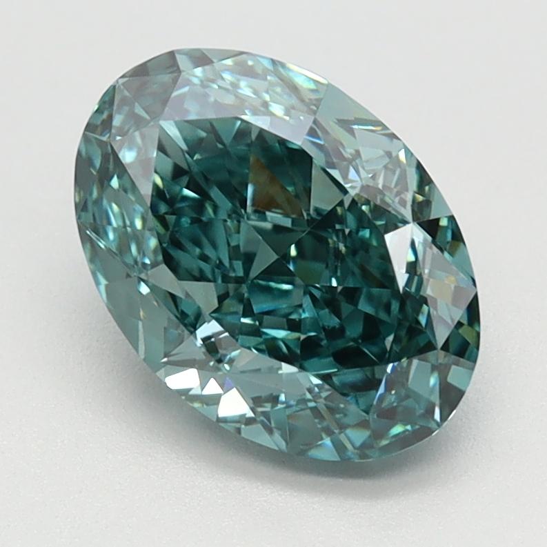 1.71 Ct. Fancy Vivid Bluish Green Oval Lab Grown Diamond