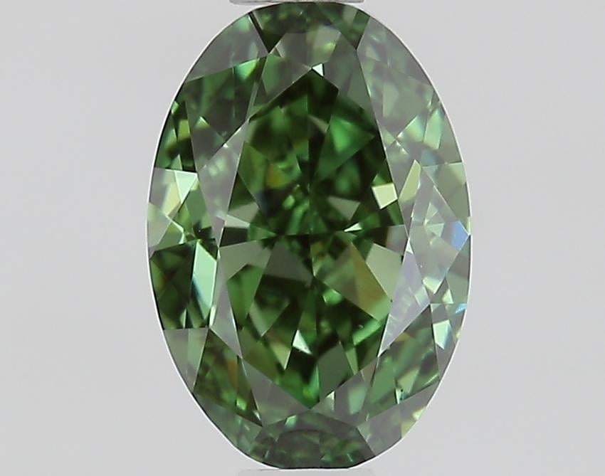 0.92 Ct. Fancy Vivid Green Oval Lab Grown Diamond