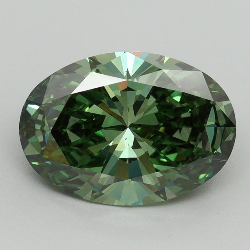 3.06 Ct. Fancy Vivid Green Oval Lab Grown Diamond