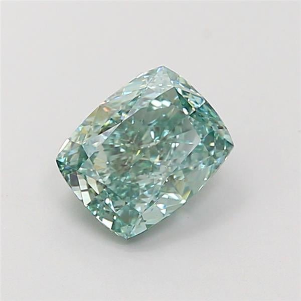 1.29 Ct. Fancy Vivid Green Cushion Lab Grown Diamond