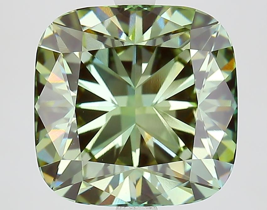 6.09 Ct. Fancy Vivid Green Cushion Lab Grown Diamond