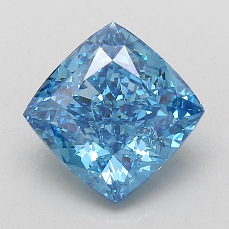3.07 Ct. Fancy Vivid Blue Cushion Lab Grown Diamond