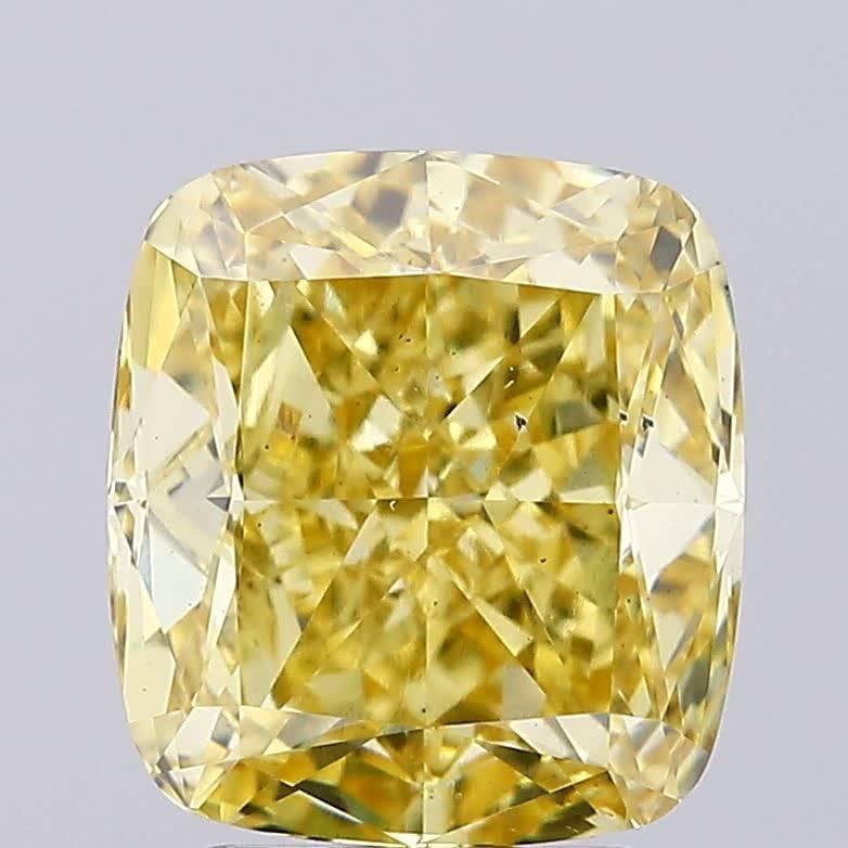 3.45 Ct. Fancy Intense Yellow Cushion Lab Grown Diamond