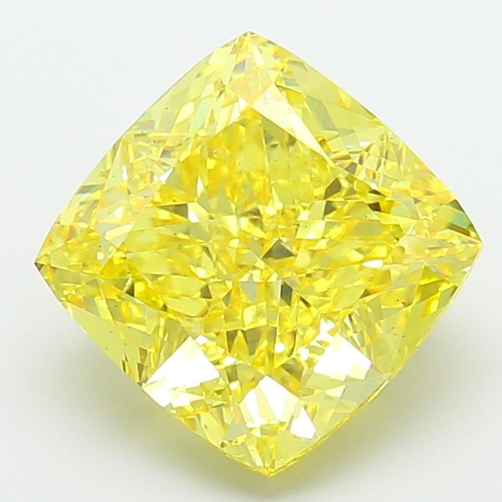 7.05 Ct. Fancy Vivid Yellow Cushion Lab Grown Diamond