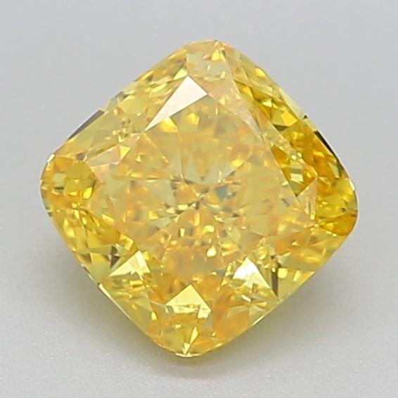 0.85 Ct. Fancy Vivid Yellow Cushion Lab Grown Diamond