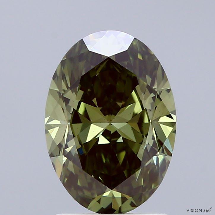 2.00 Ct. Fancy Vivid Green Oval Lab Grown Diamond