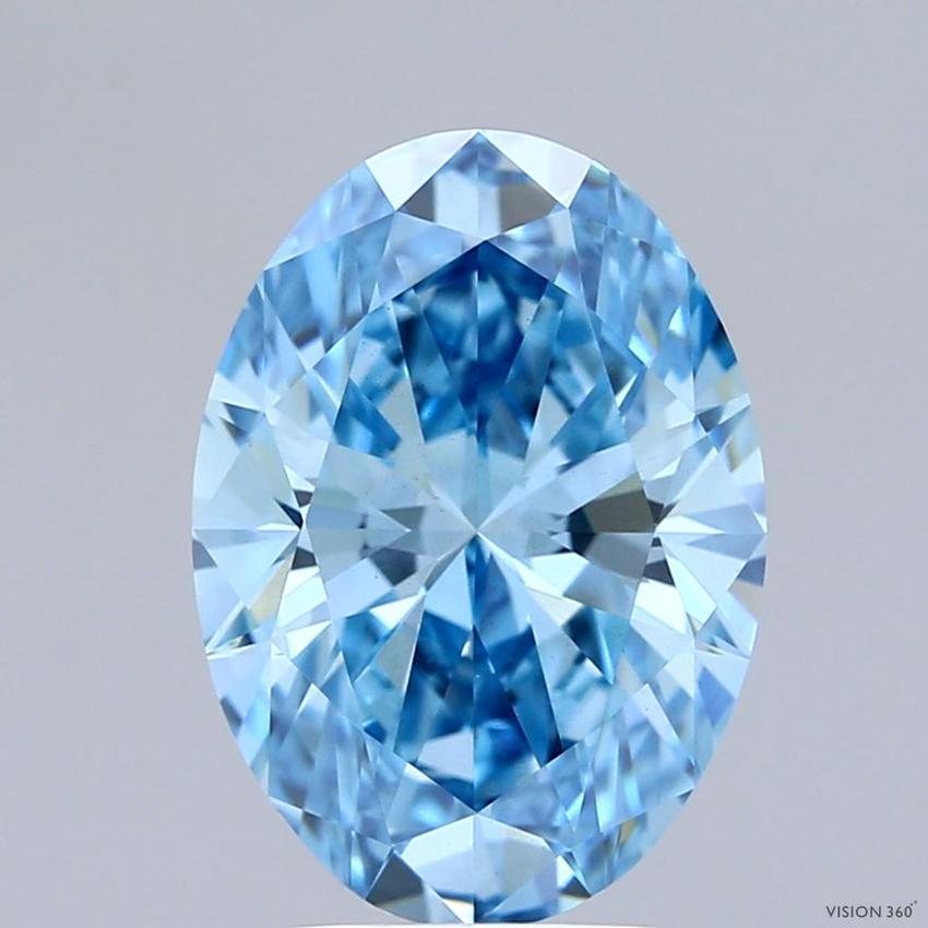 3.03 Ct. Fancy Vivid Blue Oval Lab Grown Diamond