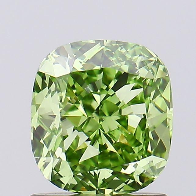 1.08 Ct. Fancy Vivid Green Cushion Lab Grown Diamond