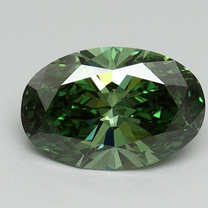 0.92 Ct. Fancy Vivid Green Oval Lab Grown Diamond